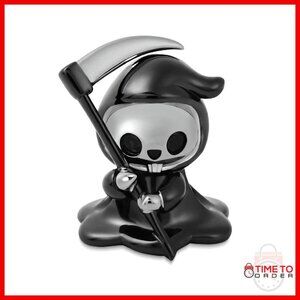 Sterling Silver Grim Reaper Charm Bead for Bracelets Necklaces Women